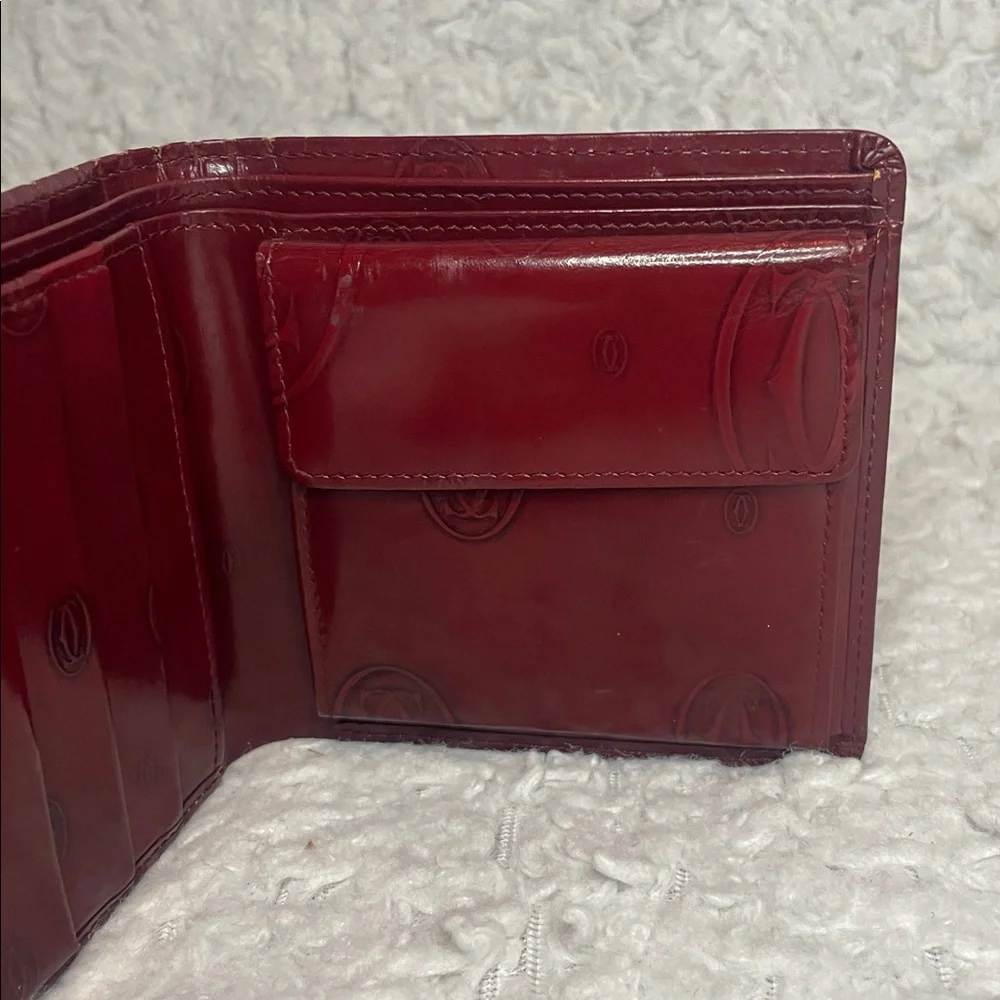 Cartier Vintage Limited Edition Happy Birthday Monogram Bordeaux Bi-fold Wallet